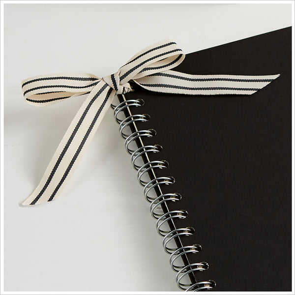 A5 Luxury Black Memory Condolence Book with Ribbon for Funeral Memory Table - Angel & Dove