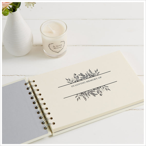 A5 Luxury Ivory Memory Book & 2 Sign Set for Funeral Memory Table - Angel & Dove