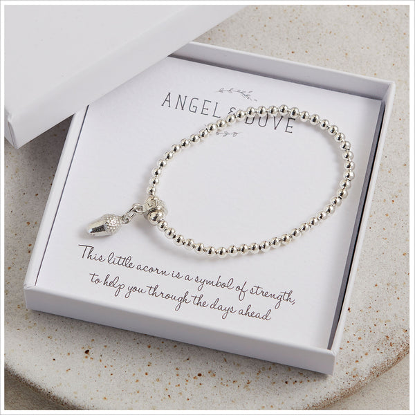 Pewter Acorn 'Strength' Bracelet in Gift Box with Luxury Gift Bag & Card - Angel & Dove