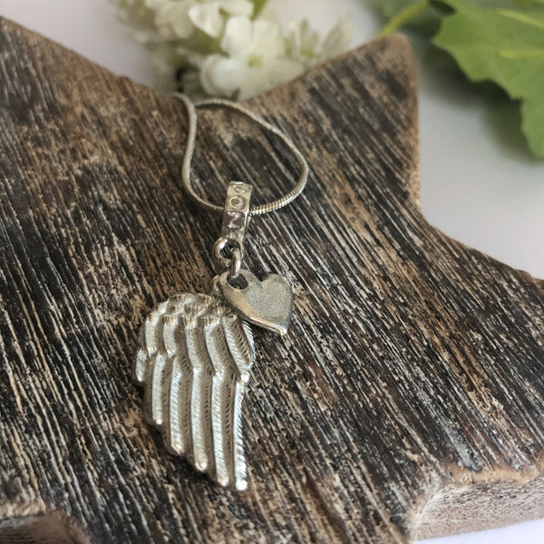 Pewter Angel Wing 'Thinking of You' Necklace with Luxury Gift Bag & Card - Angel & Dove