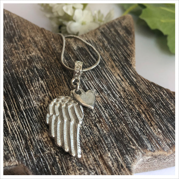 Pewter Angel Wing 'Thinking of You' Necklace with Luxury Gift Bag & Card - Angel & Dove