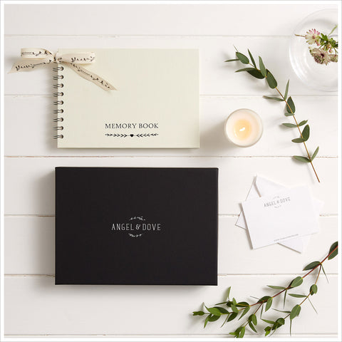 Gift Boxed A5 Luxury Ivory Memory Condolence Book with Gift Card - Angel & Dove