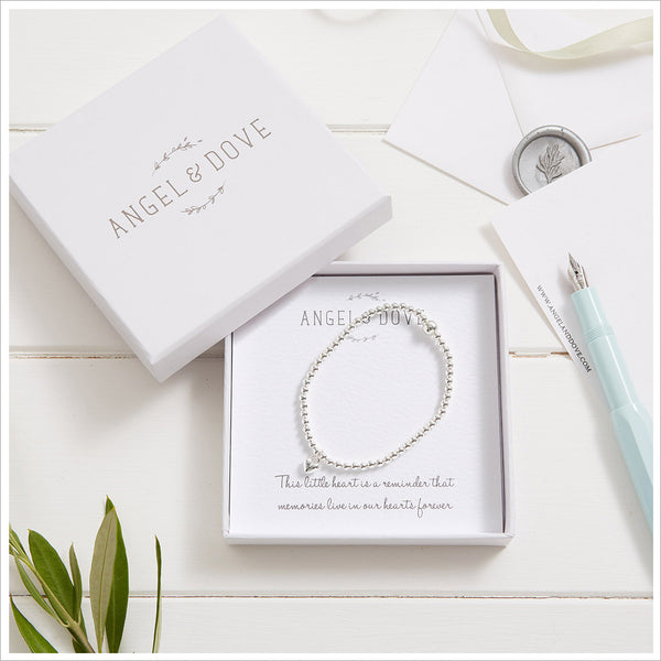 Silver Heart 'Memories' Bracelet in Gift Box with Luxury Gift Bag & Card - Angel & Dove