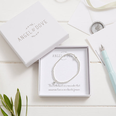 Silver Heart 'Memories' Bracelet in Gift Box with Luxury Gift Bag & Card - Angel & Dove