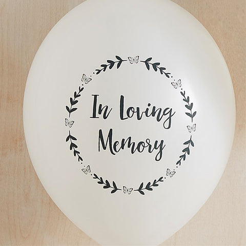 White 'In Loving Memory' Biodegradable Funeral Remembrance Balloons - Angel & Dove