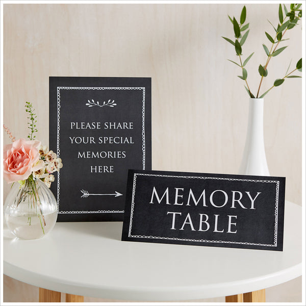 A4 Luxury Black Memory Book & 2 Sign Set for Funeral Memory Table - Angel & Dove
