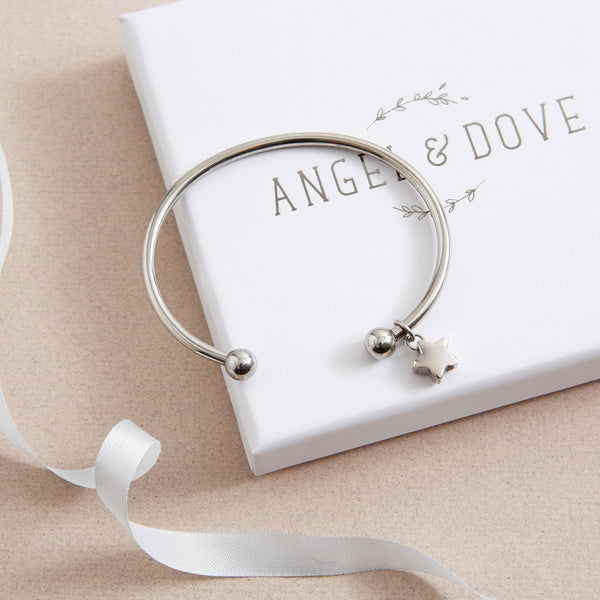 Star Cremation Ashes Remembrance Bangle Sympathy Gift with Bag & Card - Angel & Dove