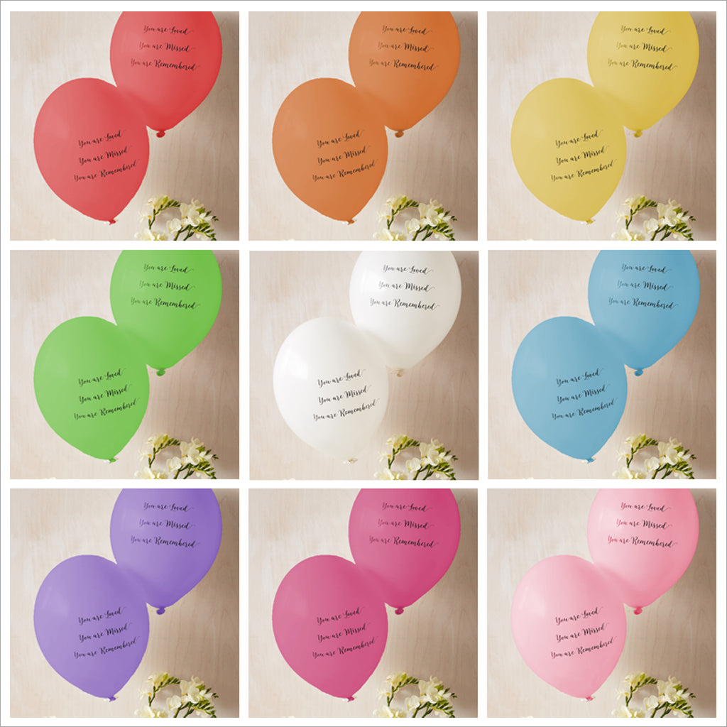 25 'You are Loved, Missed, Remembered' Biodegradable Funeral Balloons ...